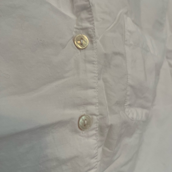 White Short Sleeve Eyelet Button Up - Picture 2 of 7